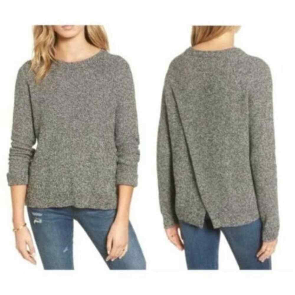 Madewell Marled Black Province Cross-Back Pullover Sweater G6851 size XXS